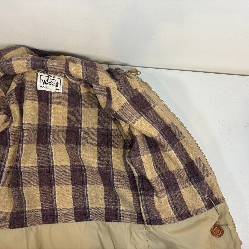 Vintage Woolrich Field Jacket Womens Size M Pink Hooded Wool Plaid Line 80s - Picture 4 of 5